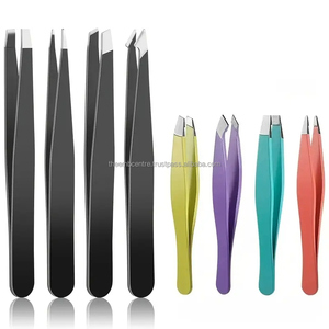 Pinzas Profesionales Negras de Acero Inoxidable para Cejas, Punta Plana Inclinada, Depilación, 1 Unidad - Product Image 2