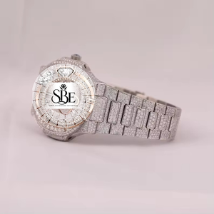 Indian Supplier Moissanite Diamond Automatic <b>Watch</b> Fully Studded Square Stainless Steel <b>Case</b> for Men Available at Export Price - Product Image 3