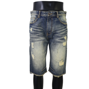Shorts en jean déchirés et usés de haute qualité pour hommes, bleus, vente en gros - Product Image 1