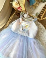 Robes de bébé fille robe de princesse broderie fée perles à la main mélange de couleur bleu violet rose personnalisé OEM vente en gros Vintage-Luna