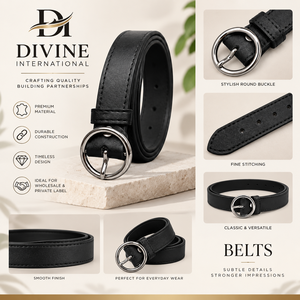 Ceintures en cuir véritable de qualité supérieure en gros pour hommes et femmes, fabrication de ceintures en marque privée par Divine International - Product Image 6