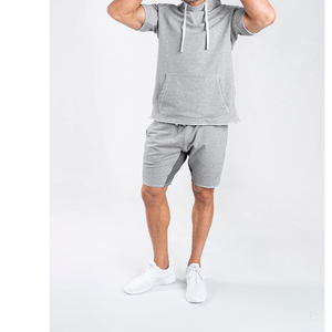Sudadera con capucha de manga corta para hombre, informal, para gimnasio, con bolsillos con cremallera - Product Image 1