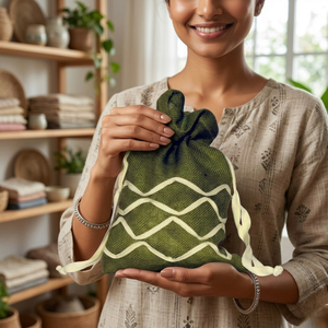 Sac à cordon en jute écologique de haute qualité avec poignée |   Pochette de rangement anti-poussière réutilisable, emballage pour la vente en gros, sac cadeau - Product Image 5