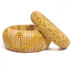 Ensemble de bracelets en rotin tressé écologiques, bijoux décontractés et élégants pour fêtes, cadeaux d'anniversaire et de fête pour filles au meilleur prix - Product Image 3