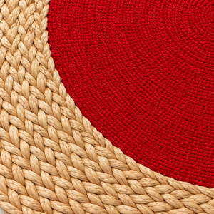 Set de table rond tressé, centre rouge, style simple, lavable, usage domestique, épaisseur moyenne, motif uni - Product Image 2