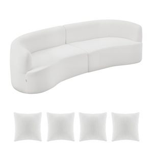 Sofá Seccional Modular Curvo de Lujo Moderno de 112 Pulgadas, con Brazos Enrollados, Asiento Profundo Extra Grande, Tela de Pana, 4 Cojines, Livi - Product Image 1