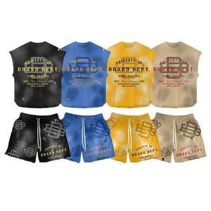 Trending Men's Customized 2-Piece Set Stylish Embroidered Breathable Shorts & T-Shirt <b>Hip</b> Hop Print Style <b>for</b> Summer - Product Image 1