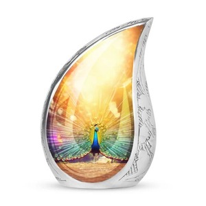 Silver Teardrop <b>Urn</b> with Butterfly <b>Garden</b> Design for Adult Cremation Memorial Ashes Keepsake Decorative Container Tear Drop <b>Urn</b> - Product Image 4