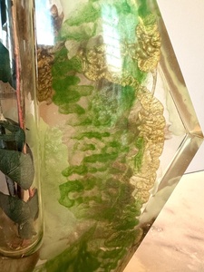 Artizon Studio Handmade Hexagon Resin Vase Eco-Friendly Waterproof Green Gold <b>Blue</b> Art Sculpture Tabletop Vase for Home - Product Image 5