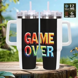 Gobelet isotherme en acier inoxydable 40 oz, design personnalisé « Game Over », mug de voyage - Product Image 2