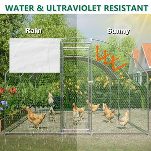Grand poulailler métallique en forme de dôme avec couverture imperméable anti-UV, poulailler extérieur, enclos pour poules - Product Image 4
