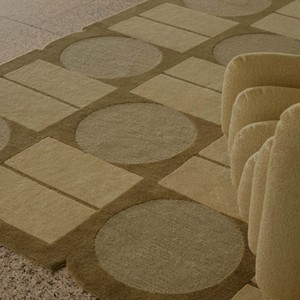 Tapis Moderne Abstrait Géométrique Tufté à la Main Antidérapant Laine/Coton Motif Cercle Carré Designer Contemporain pour Salon - Product Image 1