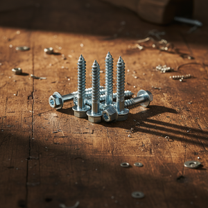 สกรู PDC เกลียวหยาบสำหรับงานไม้ หัวหกเหลี่ยมภายนอก เหล็กกล้าคาร์บอนเกรด 4 ความแข็งแรงสูง ขนาดเมตริก-นิ้ว ชุบสังกะสีขาว/เหลือง HRC22-32 - Product Image 1