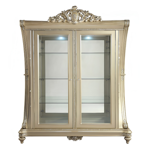 Juego de Comedor Clásico de Lujo Royal Luxury Gold, Madera de Caoba, Respaldo Sólido, Aparador Antiguo, Vitrina con Espejo, para Villa u Hotel - Product Image 6