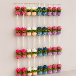 Guirnalda de Flores Artificiales Multicolor con Perlas Colgantes para Decoración de Bodas, Hogar y Ganpati, Venta al Por Mayor - Product Image 6