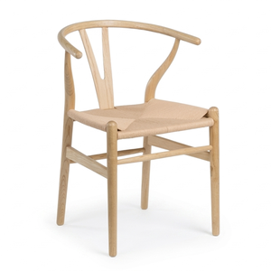 Chaise de salle à manger minimaliste Derry en teck de haute qualité, résistante à l'eau, avec assise en corde naturelle, pour hôtel et appartement - Product Image 3