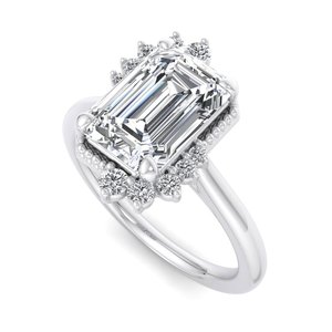 Classic Corner Cluster <b>Emerald</b> Moissanite Diamond Dainty Everyday Wear Loving Couple Genuine Sterling <b>Silver</b> Promise <b>Ring</b> - Product Image 6