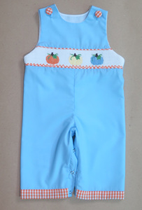 Vestido de Bebé Niña Azul Claro con Bordado de Calabaza - Product Image 5