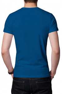 T-shirt à manches courtes pour homme, bleu, col rond, imprimé lettres, coupe décontractée, coton - Product Image 2