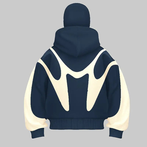 Sudadera con Capucha Extra Grande para Hombre, Estilo Vintage, Negra y Blanca, Manga Raglán, Tejido de Algodón, Estilo Invernal, con Bolsillo Trasero Estampado - Product Image 2