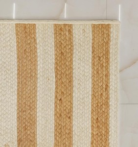 พรมปูพื้นสไตล์โบโฮทันสมัย ทอมือจากเส้นใยปอกระเจา ลายเส้นสีเอิร์ธโทน  ตกแต่งบ้านสไตล์เรียบง่ายแต่หรูหรา - Product Image 3