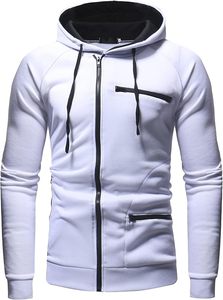 Sudadera con Capucha Personalizada con Logotipo para Hombre, de Invierno, Manga Larga, Cierre Lateral Asimétrico, Forro en Contraste, Cordón Ajustable, Corte Ajustado, Alta Calidad, Disponible en Stock - Product Image 3