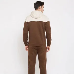 Conjunto deportivo de sudadera con capucha y cremallera completa en bloques de color para hombre y pantalones jogger a juego de forro polar - Product Image 2