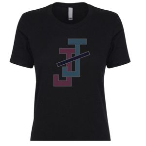 Camiseta Negra de Manga Corta con Cuello Redondo y Diseño de Letras Entrelazadas, Ropa Casual para el Día a Día, Estilo Urbano, Cómoda - Product Image 1