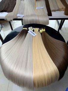 ราคาขายส่ง 100 กรัม ผมต่อแท้คุณภาพสูง สีบลอนด์ธรรมชาติ ผมตรงแบบซุปเปอร์ดับเบิ้ลดรอน ปลายผมหนา - Product Image 5