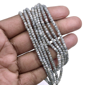 ลูกปัดพลอยทรงกลมเหลี่ยมเพชรพลอยสีเทาธรรมชาติขนาด16นิ้วสาระซึ่งได้รับการรับรองสำหรับการทำเครื่องประดับ-สร้อยคอ - Product Image 3