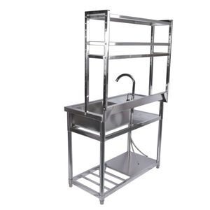 Lavello da Cucina Commerciale in Acciaio Inossidabile da 39,4 pollici, Vasca Singola con Piattaforma Sinistra, Lavello Utilitario per Garage con Rubinetto - Product Image 4