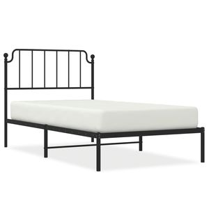 Cadre de lit double en acier noir avec revêtement poudré, lit rectangulaire en métal - Product Image 2