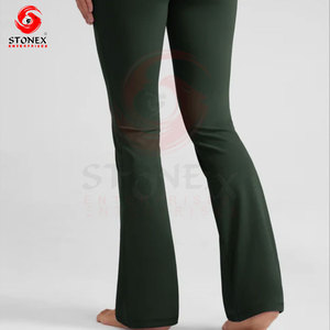 Leggings Deportivos STONEX para Mujer, Cintura Alta, Corte Acampanado, Color Sólido, Franja Lateral, Pantalones de Yoga Transpirables, Tejidos, Largos - Product Image 4