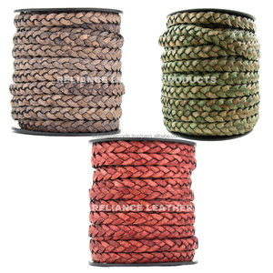 Cordones de cuero trenzado plano de 3 capas marrón oscuro antiguo/Vintage para componentes de accesorios de joyería DIY de tamaño personalizado - Product Image 6