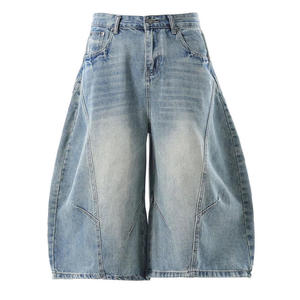 High Quality Vintage Relaxed Fit Scimitar Blue <b>Jeans</b> <b>Men</b> Wide Leg Pants Mid Waist Distressed Colored Dark Canvas Autumn Casual - Product Image 1