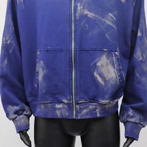Sudadera con capucha unisex de felpa francesa 100% algodón, con cremallera, efecto desgastado y lavado, anti-bolitas, teñido anudado, de alta calidad y personalizada. - Product Image 5