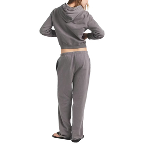 Conjunto de Sudadera con Capucha de Algodón Premium y Pantalones Deportivos de Pierna Recta para Mujer, 2 Piezas, Estilo Holgado, Personalizable OEM - Product Image 2