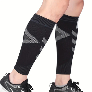Calf <b>Compression</b> Sleeve For <b>Men</b> & Women Black, Breathable Knit Fabric, Footless Design For Fitness Wear BY AMAZING INDUSTRIES - Product Image 4