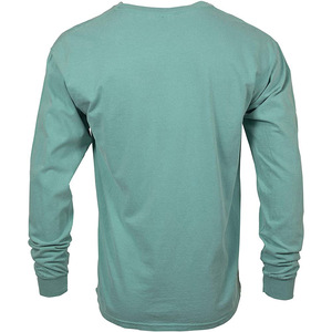 T-shirt unisexe à manches longues en coton OEM personnalisé, anti-boulochage, motif uni, tissu 200g – Conception épaules tombantes personnalisée - Product Image 3