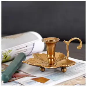 Support de bougie artisanal en acier inoxydable, écologique, décoration d'intérieur, design feuille d'or, thèmes de porte-bougies, Saint-Valentin Zahid - Product Image 1