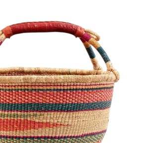 Panier de rangement écologique personnalisé tissé à la main, motif multicolore, panier à linge en jonc de mer naturel - Product Image 3