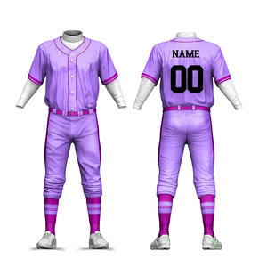 Solid Breathable Anti-Bacterial Quick Dry Baseball Uniform Sets Full Package Customized Sublimation Design Adult - Product Image 1