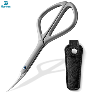 Ciseaux à ongles ergonomiques gris et étui de transport, lame droite en acier inoxydable durable, soin des ongles professionnel - Product Image 2