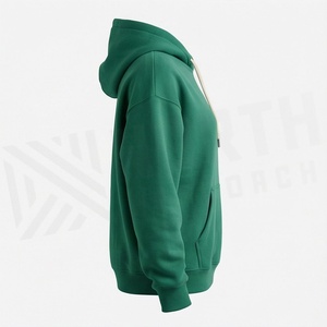 Haut à capuche coupe ample, 66 % coton, 34 % polyester recyclé, toucher doux, poche kangourou, couleur personnalisable, style crop - Product Image 3