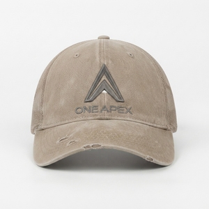 Gorra de béisbol ajustable de malla Custom One Apex con efecto desgastado, logotipo bordado, algodón lavado, unisex, estilo urbano - Product Image 1