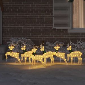 6 Piezas de Figuras y Juguetes Navideños de Reno con Luces LED y Tela Dorada - Product Image 3