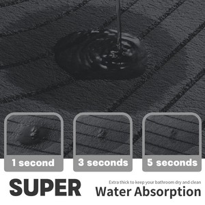Modern 4-Piece Black Bath <b>Mats</b> <b>Set</b> Rectangle Memory Foam Non-Slip Rubber Backing Thick for Home <b>Bathroom</b> Use - Product Image 3