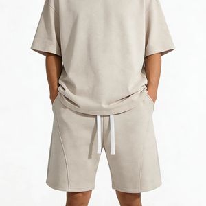 Shorts en molleton 100 % coton pour homme avec cordon de serrage à la taille et poches, style décontracté, coupe mi-haute, en vente - Product Image 6