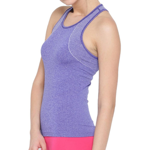 Women's Breathable Sports Vest with Chest <b>Pads</b> Ribbed Round <b>Neck</b> Slim Fit Sleeveless Gym Tank Top - Product Image 4