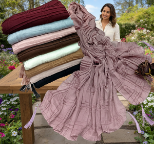 ผ้าคลุมศีรษะฮิญาบผ้าฝ้ายเนื้อพรีเมียมสำหรับผู้หญิง - ผ้าคลุมไหล่ยาวจีบระบายอากาศได้ดี น้ำหนักเบา พร้อมดีเทลขอบพู่ห้อยสุดหรู - Product Image 3